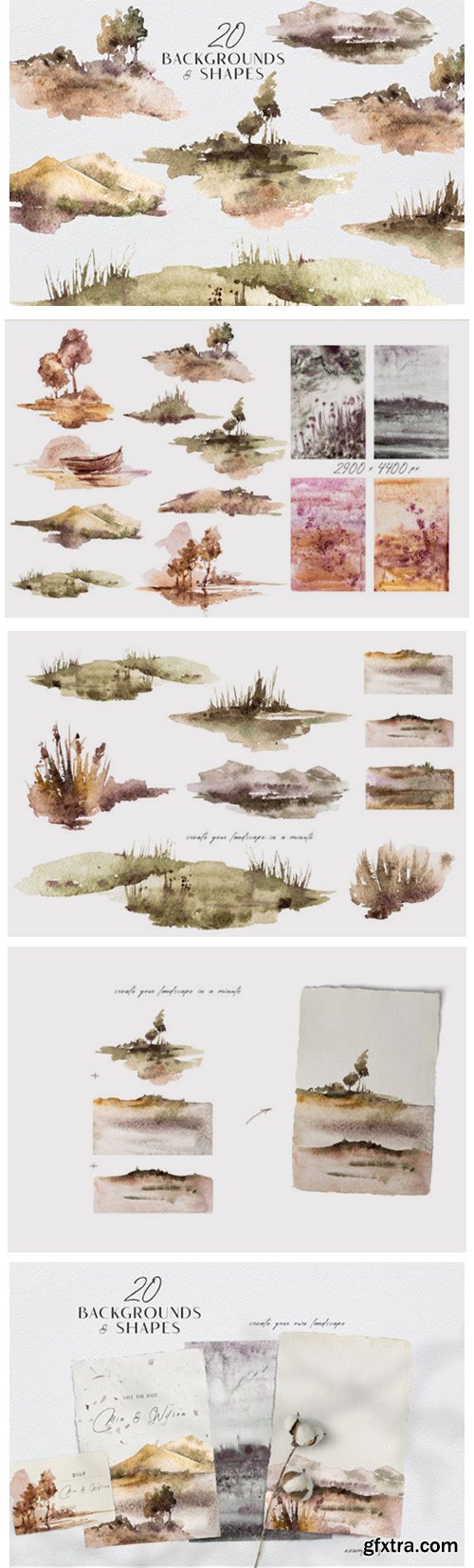 Watercolor Landscape Clipart Set 7792203