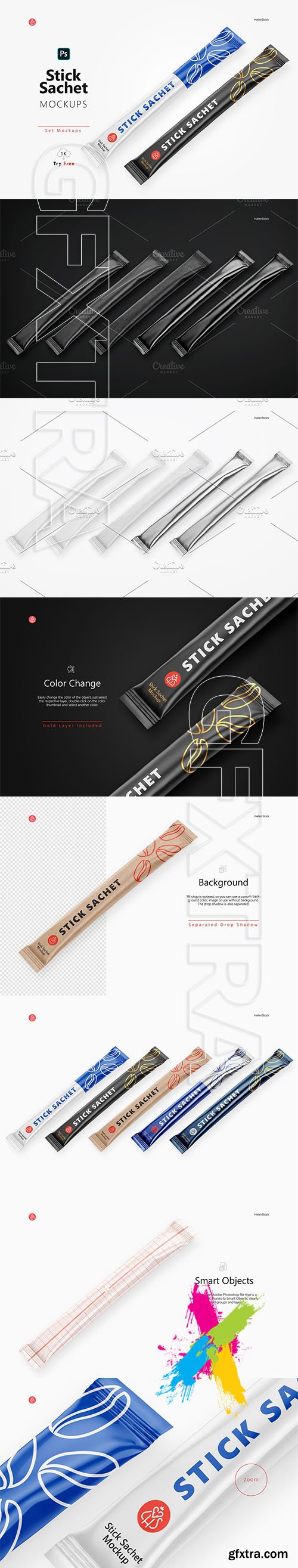 CreativeMarket - Stick Sachet Mockup – Half side View 5754988