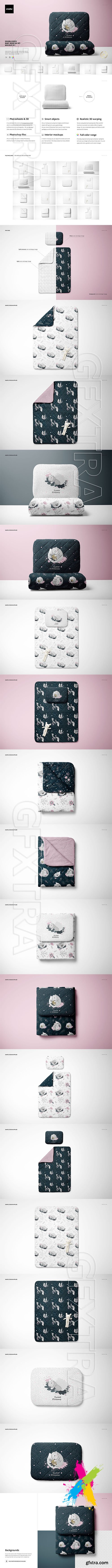 CreativeMarket - Double-sided Baby Bedding Set Mockup 5618730