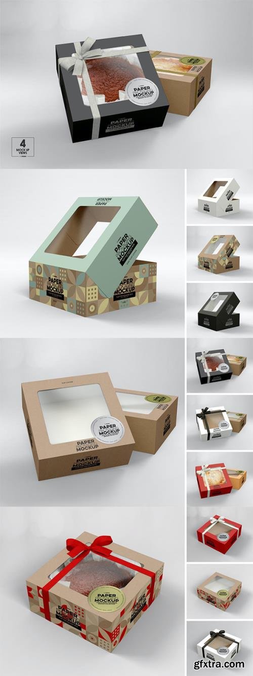 Square Flip Top Cake Box Packaging Mockup