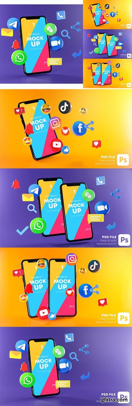 Most Popular Social Media Phones Mockup