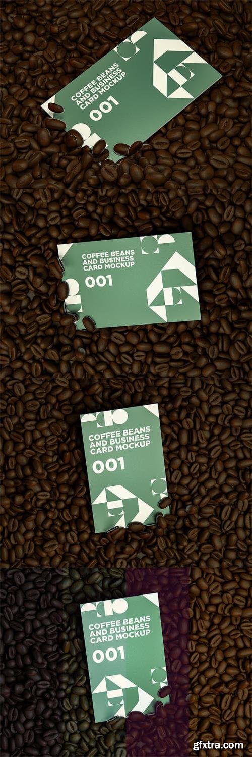 Coffee Beans And Business Card MockUp 001