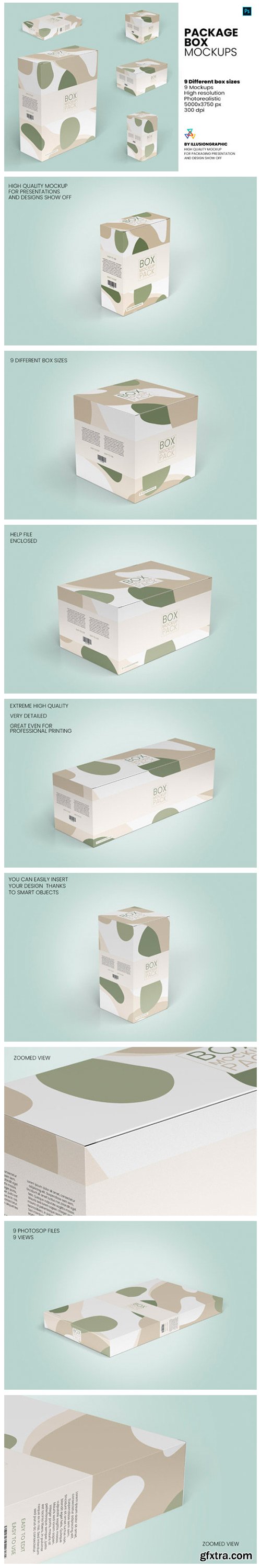 Package Box Mockups - 9 Box Sizes 7967175