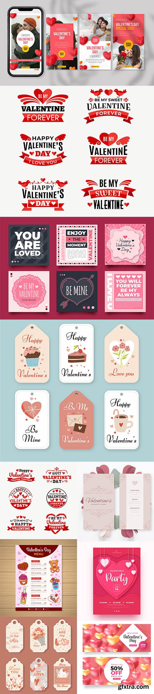 Happy Valentines day vector collection