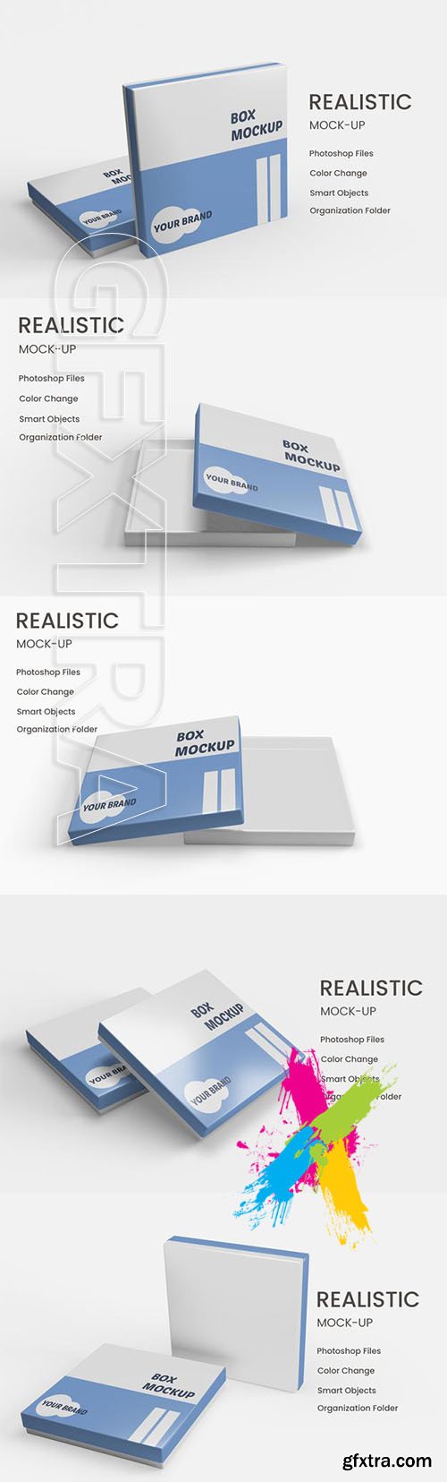 Square box packaging mockup