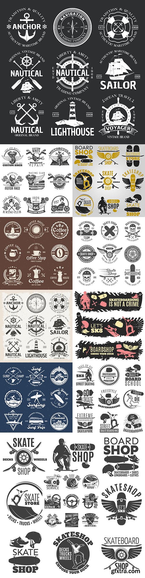 Vintage antique emblems and logos with design text 6
