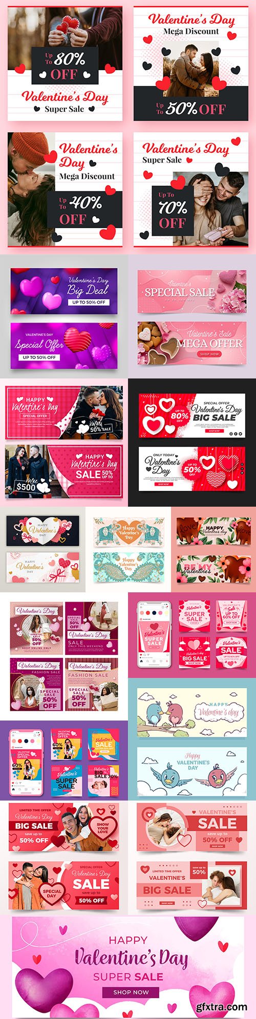 Valentine's Day banner and holiday sales design template
