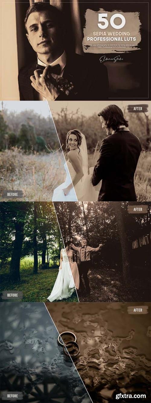 50 Sepia Wedding LUTs Pack