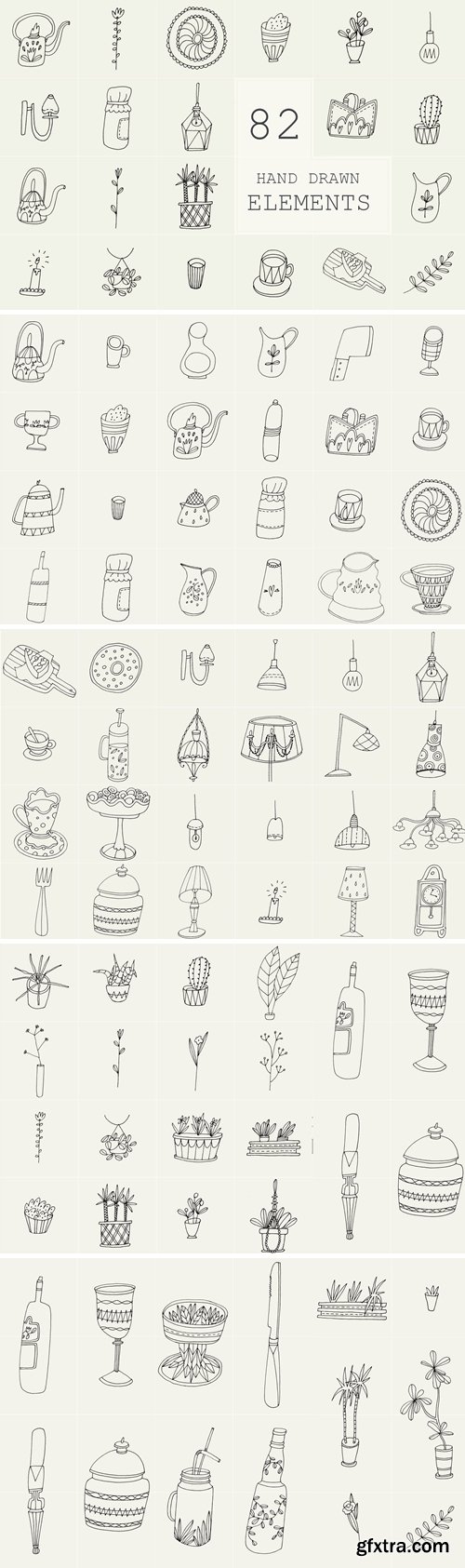 CreativeMarket - 82 Hand Drawn Logo Elements PSD 2445824