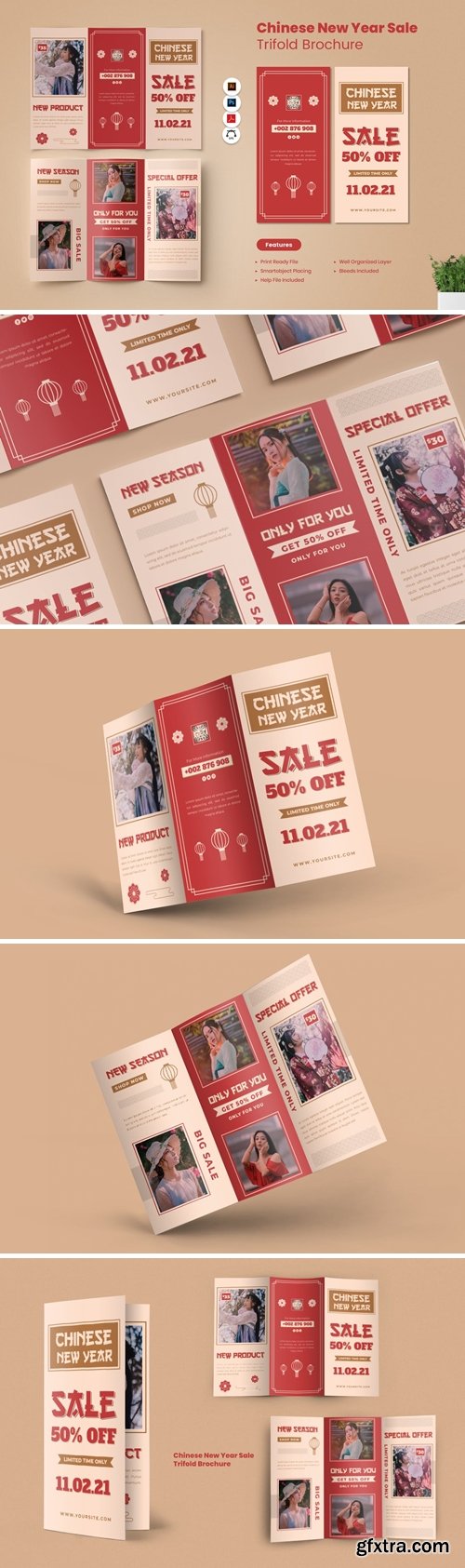 Lunar New Year Sale Trifold Brochure