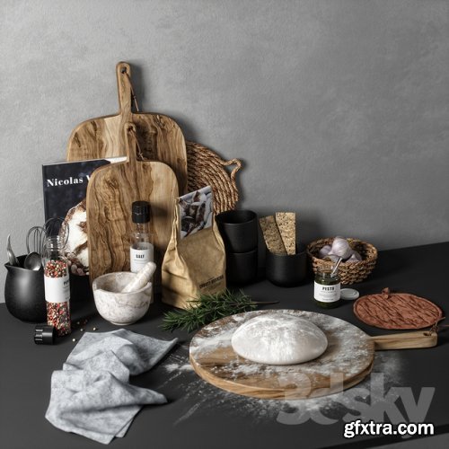 Kitchen decor set 02 3d model