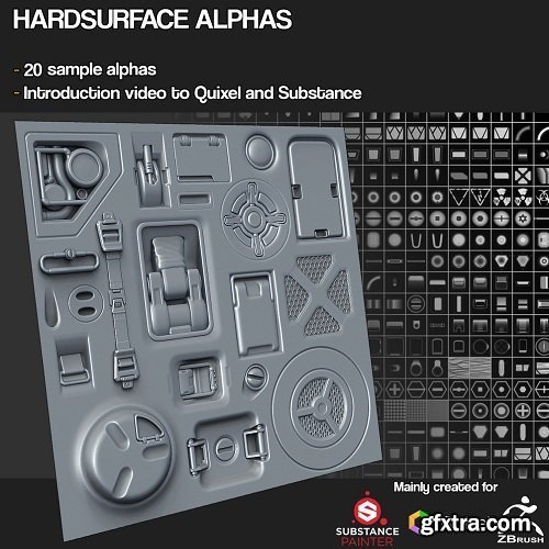 ZBrush/SP/Quixel - 20 Hardsurface alpha maps