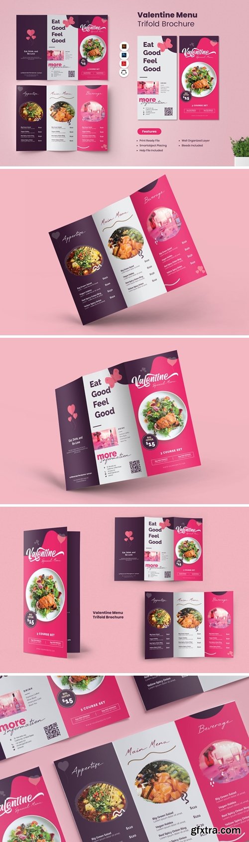 Valentine Menu Trifold Brochure