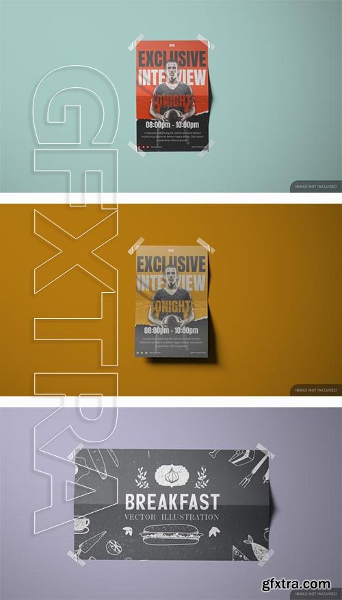 Wall paper printed poster mockup