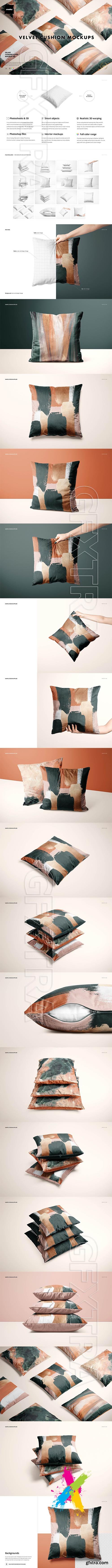 CreativeMarket - Velvet Cushion Cover Mockup Set 5766933