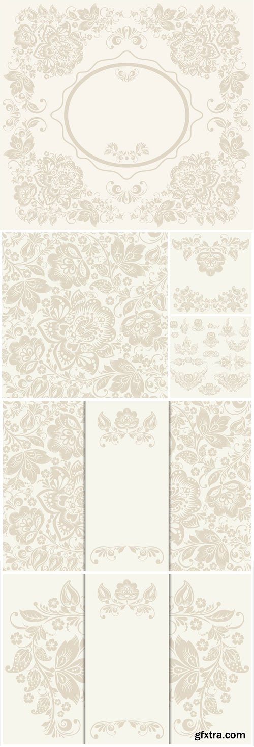 Delicate floral patterns in vector