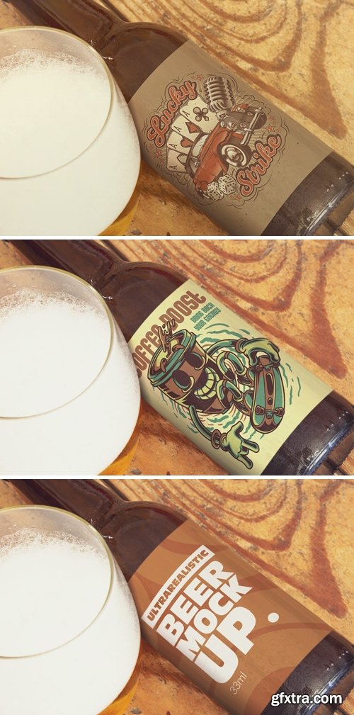 Beer lying on wooden table