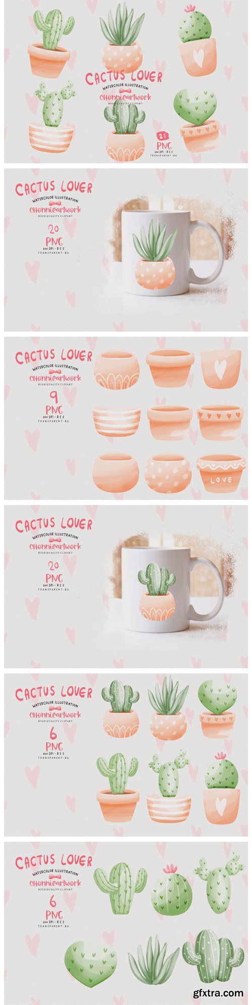 Cactus Pots PNG Bundle, Cactus PNG 8156159