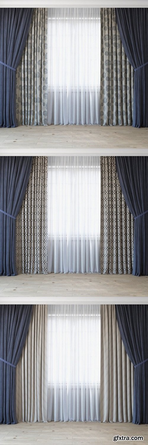 Curtains With Tulle Set 3 In 1