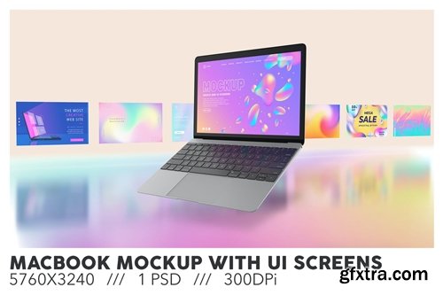 Macbook Mockup With Ui Screens