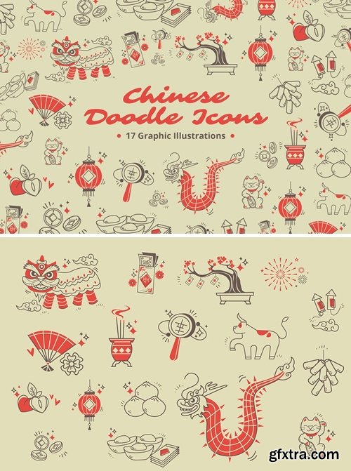 Chinese New Year Doodle Illustartion