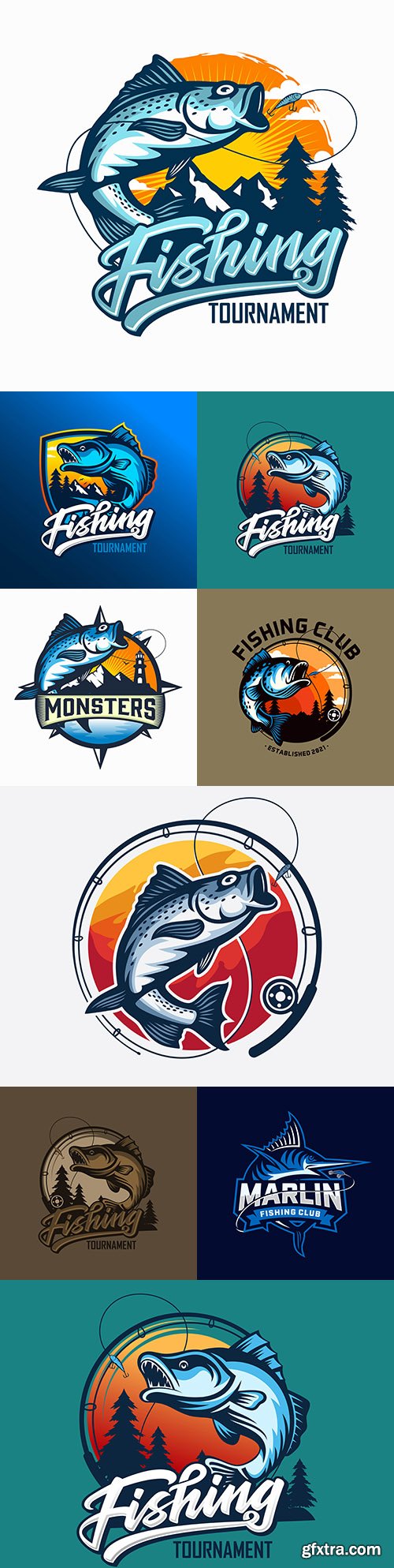 Fishing club logos design company business 2
