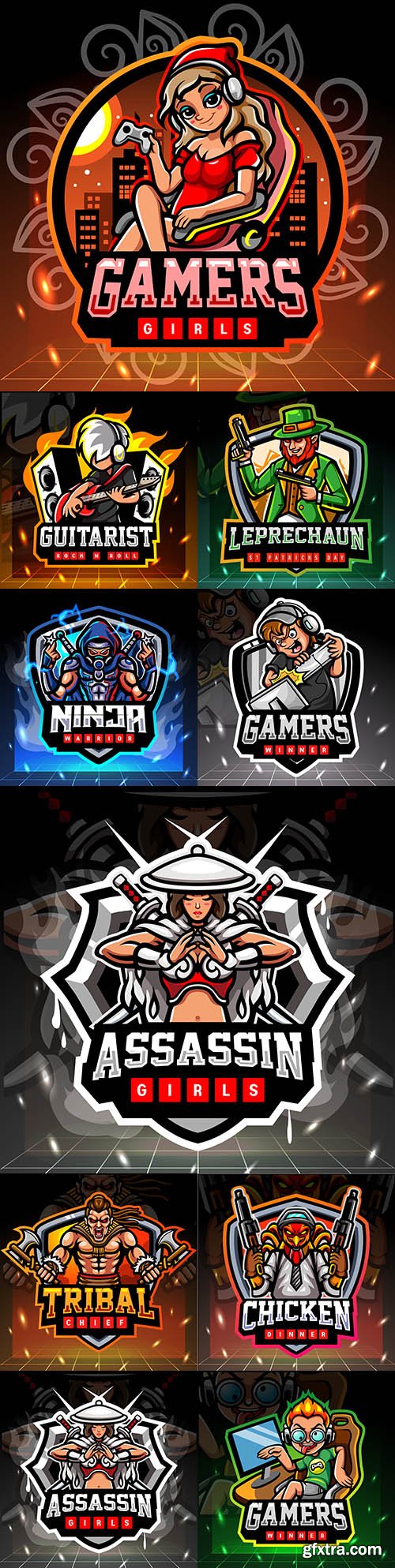 Mascot emblem gaming design cybersport illustration
