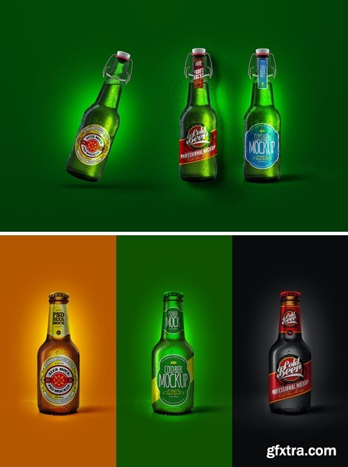 Cold Beer Bottle Mockup