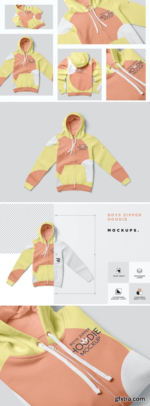 Zipper Hoodie for Boys Mockups