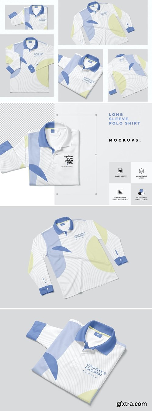 Long Sleeve Polo Shirt Mockups