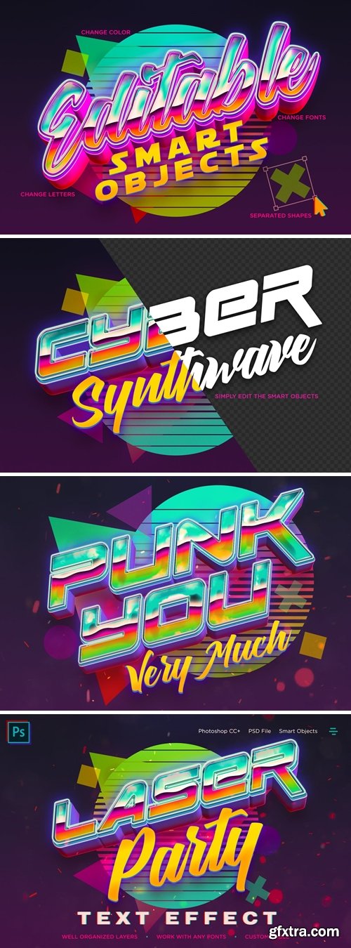 Synthwave Retro Vibrant 3D Text Effects