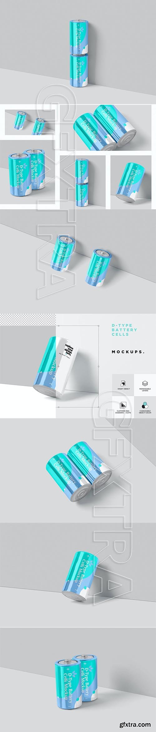 D Type Battery Cell Mockups