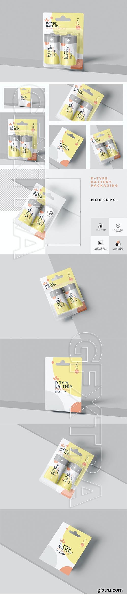 D Type Battery Cell Packaging Mockups