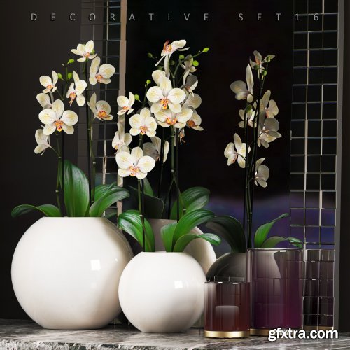 Decorative vase set 3D model