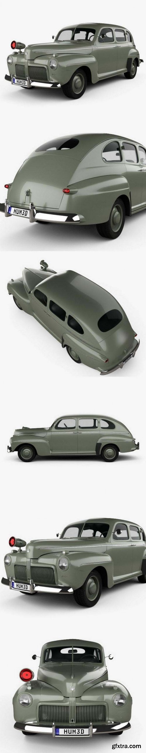 Ford V8 Super Deluxe Tudor Sedan Army Staff Car 1942 3D model