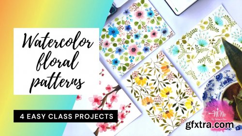  Watercolour Floral Pattern + 4 Class Projects