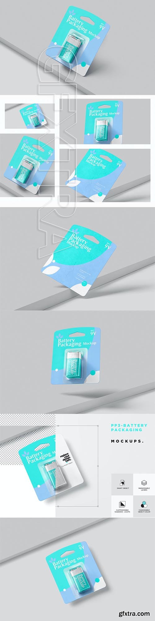 PP3 Battery Packaging Mockups