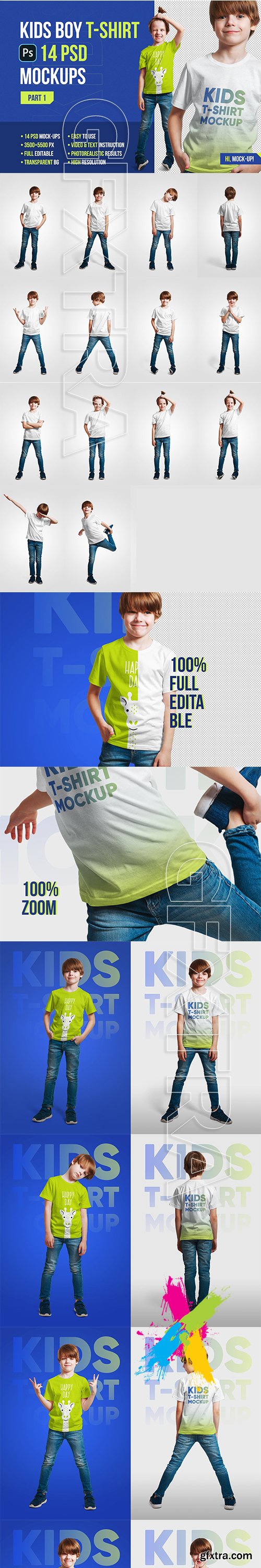 CreativeMarket - CreativeMarket - Kids Boy T-Shirt Mockups. Part 1 5336705