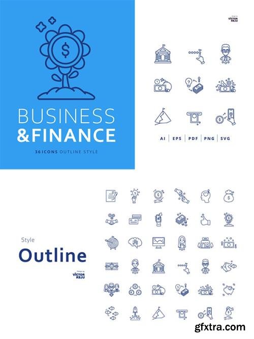 36 Business and Finance Icons Outline Style