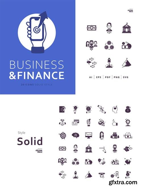 36 Business and Finance Icons Solid Style