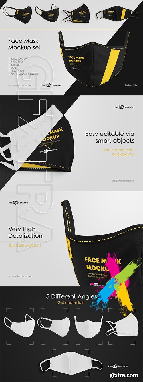 CreativeMarket - Face Mask Mockup Set 5720147