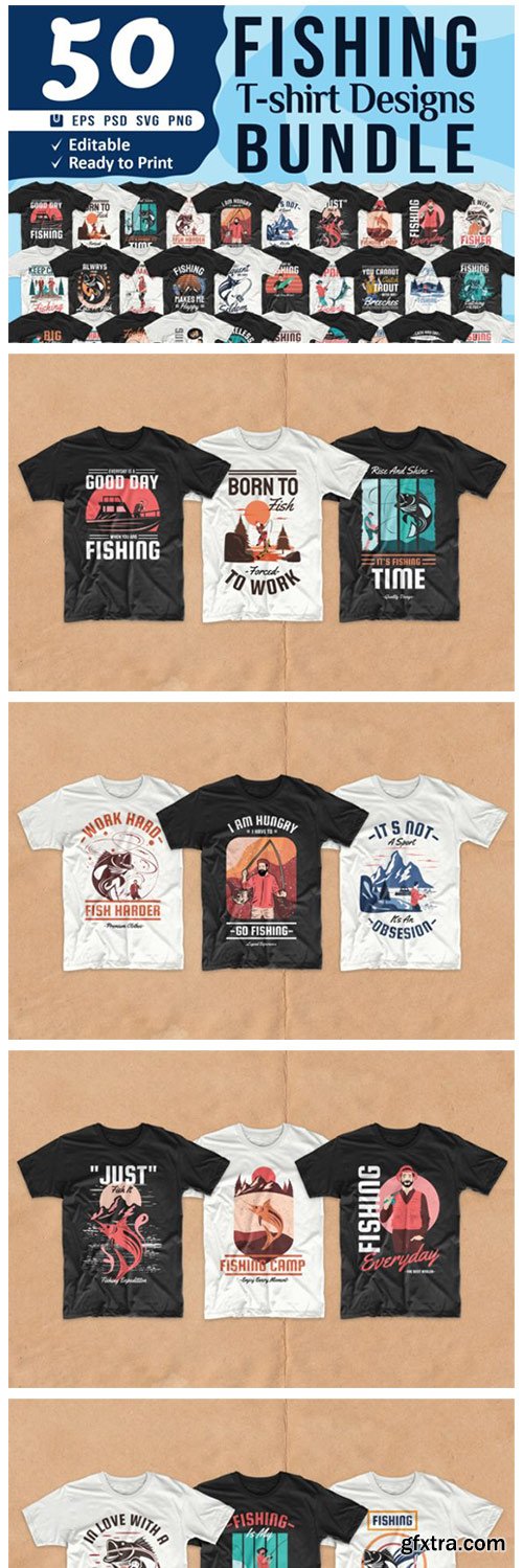 Fishing T-shirt Designs Bundle Vector 8361054