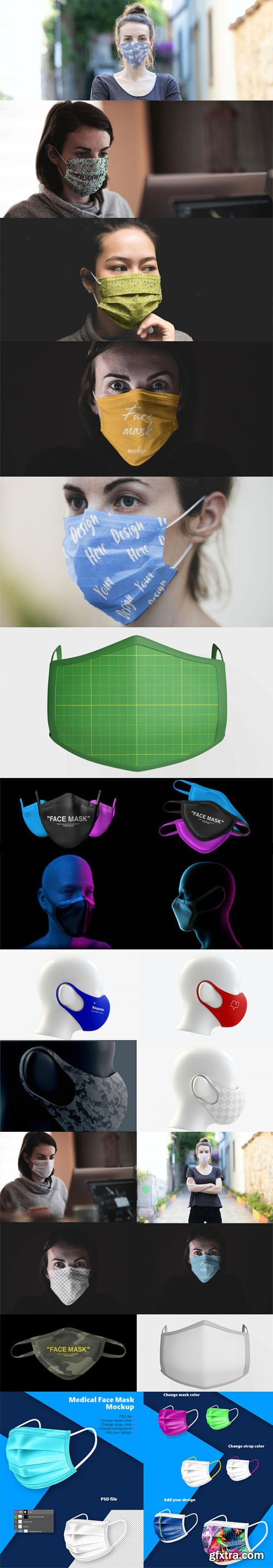 Medical Face Mask PSD Mockups Templates Collection