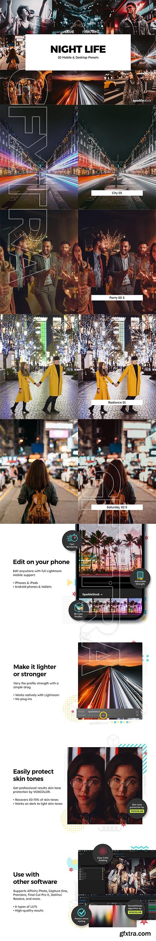 CreativeMarket - 20 Night Life Lightroom Presets & LUTs 5859547