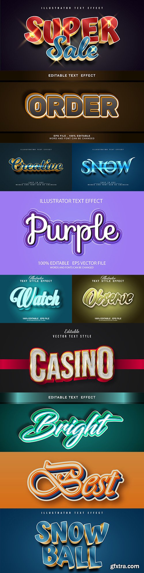 Editable font and 3d effect text design collection illustration 13
