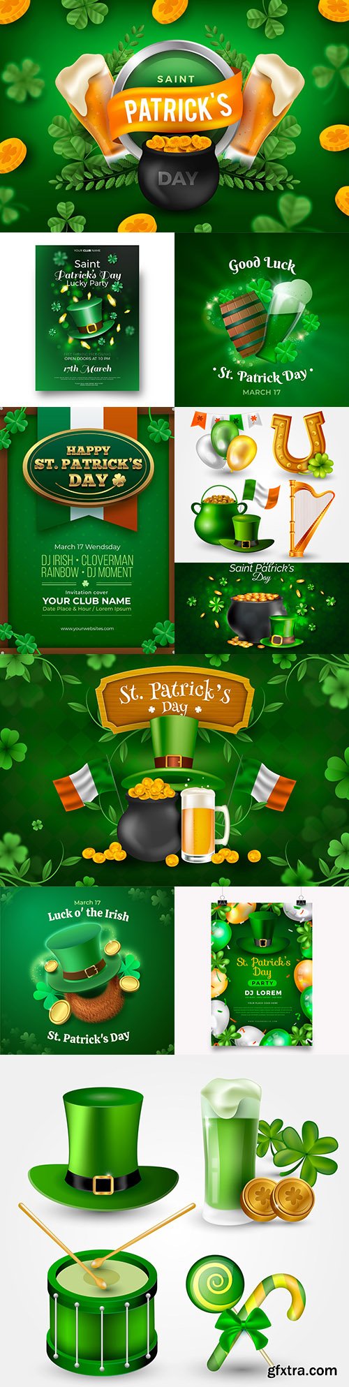 Realistic st. Patrick's day illustration with boiler and pints
