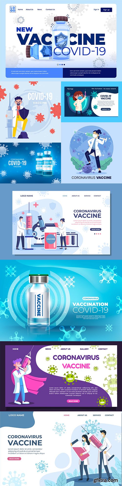 Coronavirus vaccine design illustration landing page
