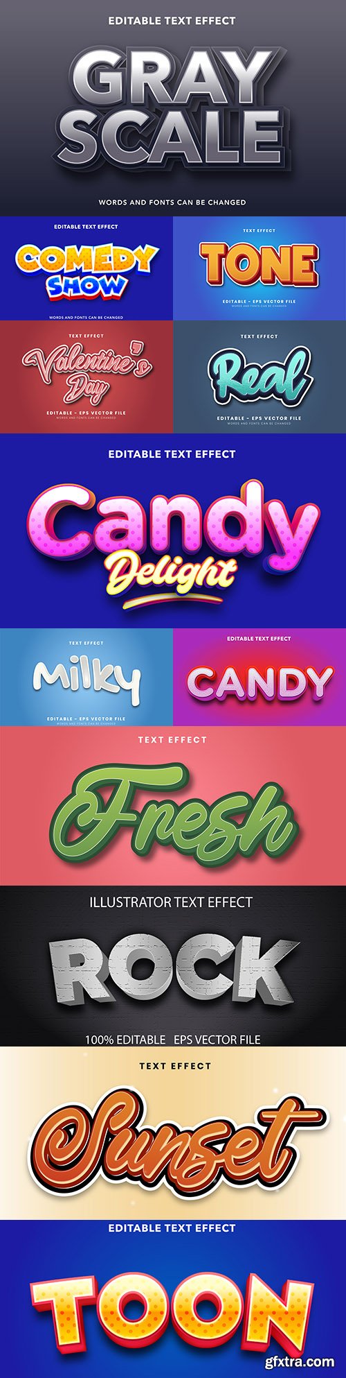 Editable font and 3d effect text design collection illustration 12
