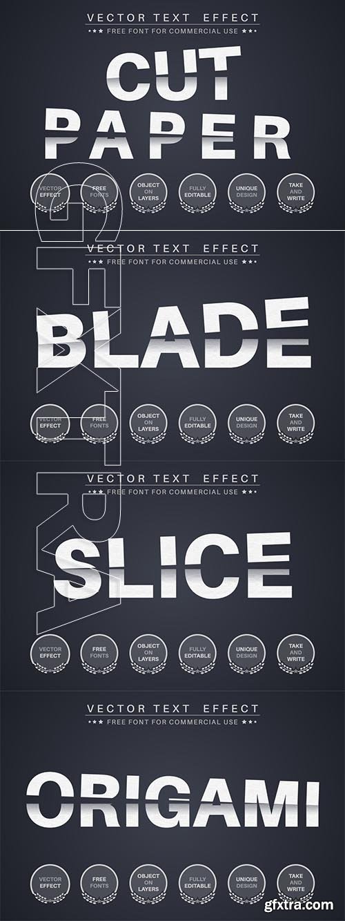 Cut paper - editable text effect, font style