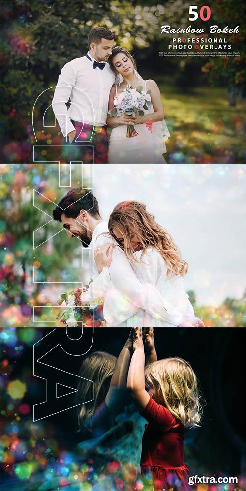 50 Rainbow Bokeh Photo Overlays